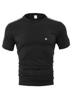 Men's Trendy Breathable Striped Short Sleeve Black / Blue Tracksuit