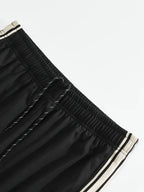 Men's Trendy Breathable Striped Short Sleeve Black / Blue Tracksuit