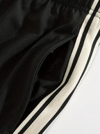 Men's Trendy Breathable Striped Short Sleeve Black / Blue Tracksuit