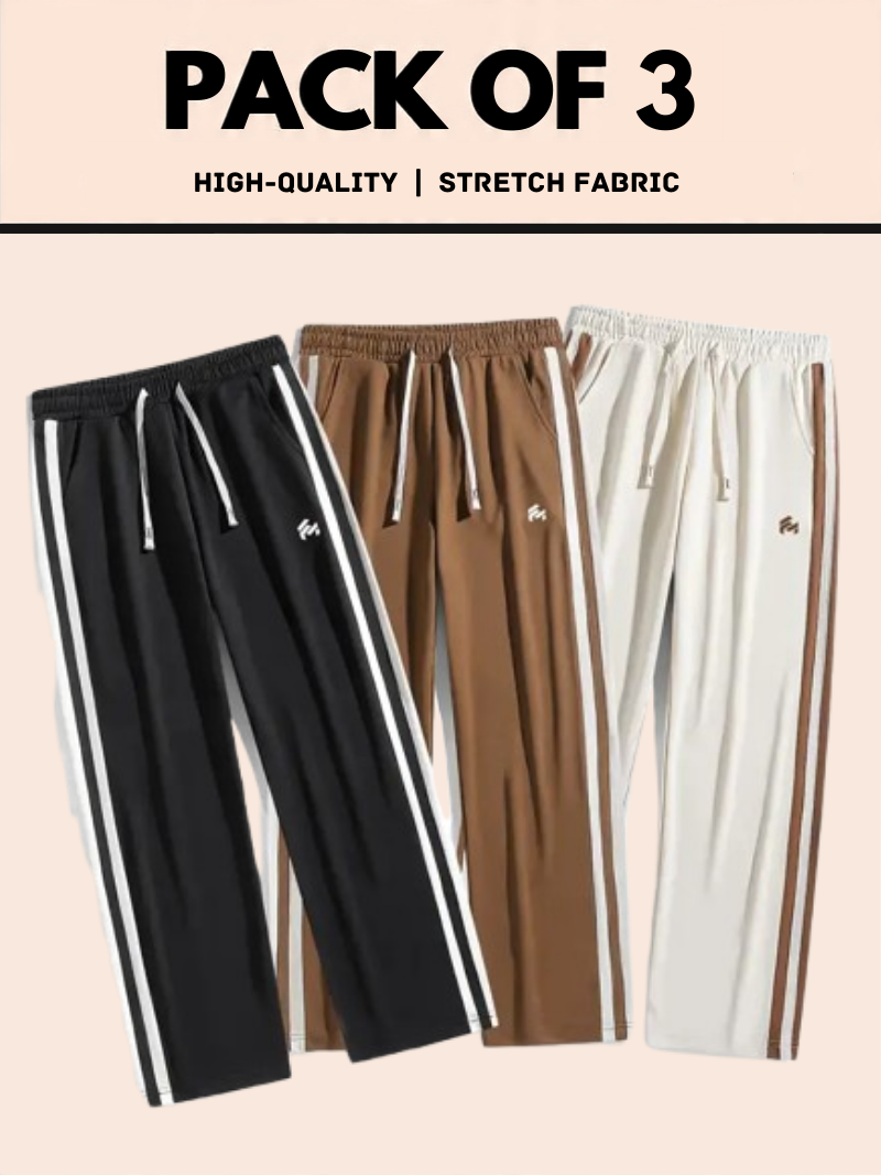 Trendy Contrast Color Stripe Trousers (PACK OF 3)